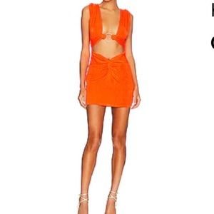 h:ours Elvira mini dress in neon orange size XS